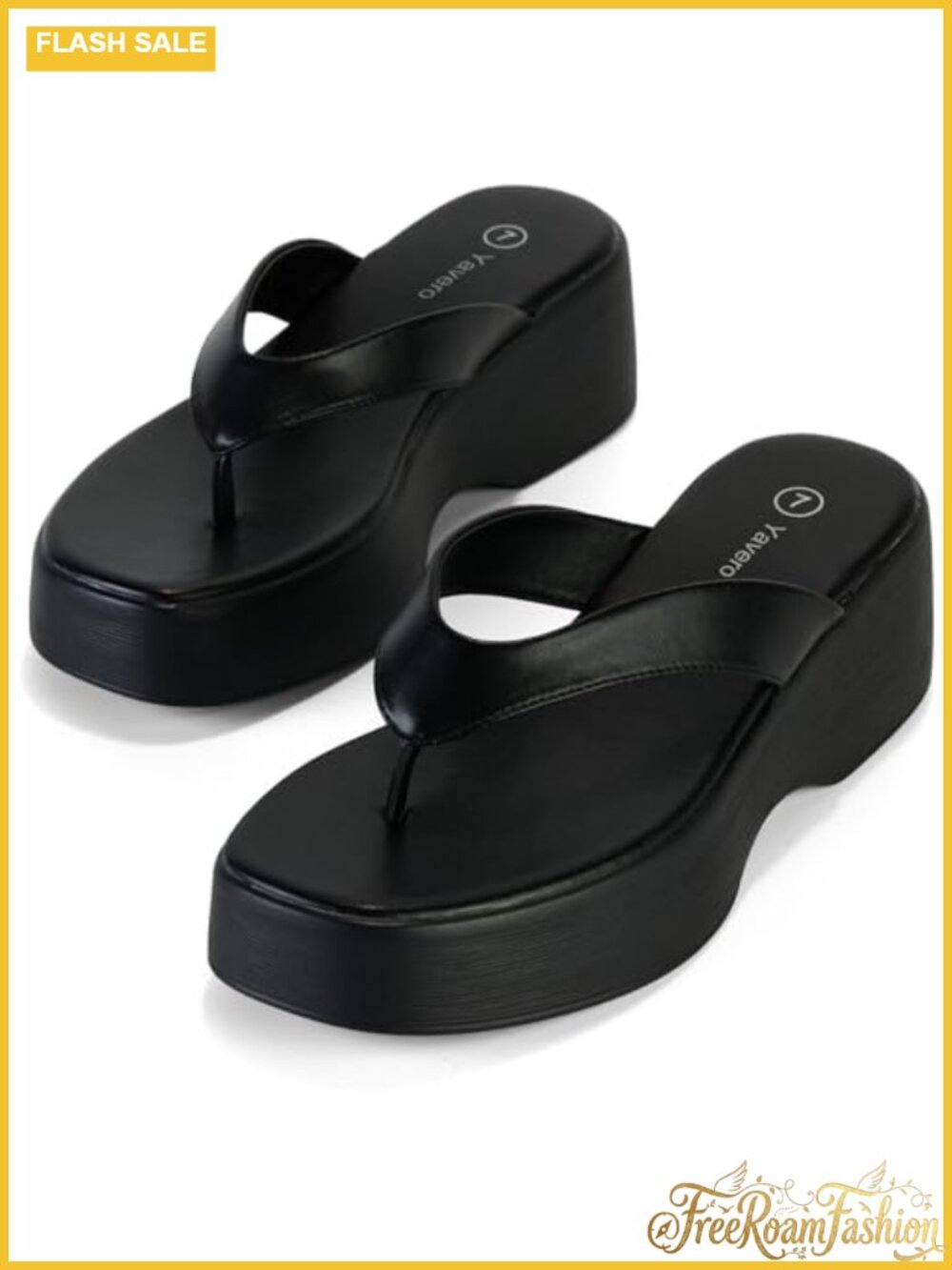 Platform Wedge Thong Sandals Comfortable Slip On Flip Flops Faux Leather